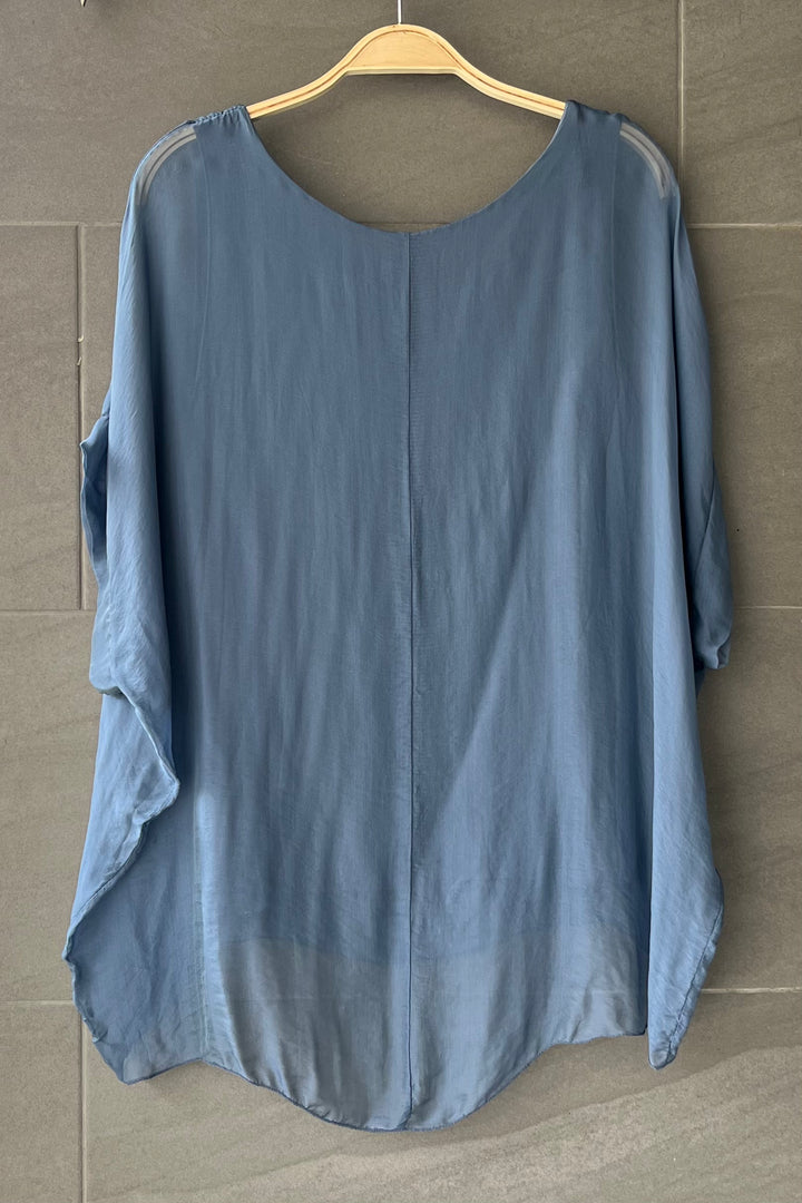 Natalie Silk Tee (Dark Denim)