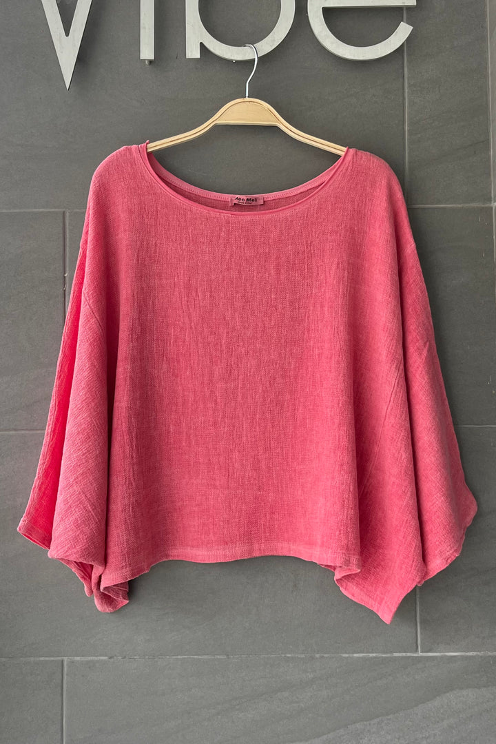 Meo Linen Boxy Dolman Tee (Berry)