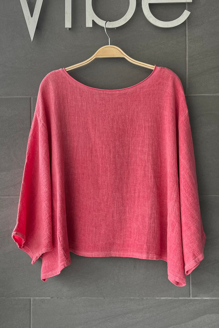 Meo Linen Boxy Dolman Tee (Berry)