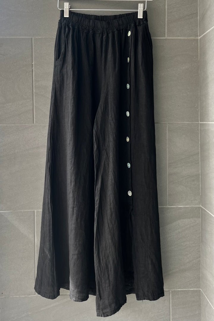 Meo Linen Milena Button Pants (Black)