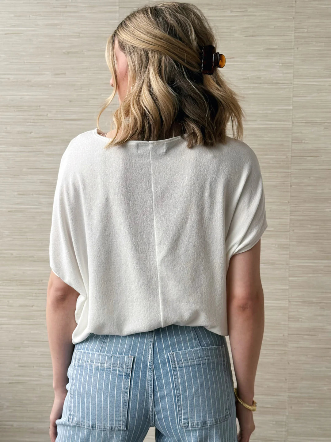Jolie Boat Neck Dolman Tee (Ivory)