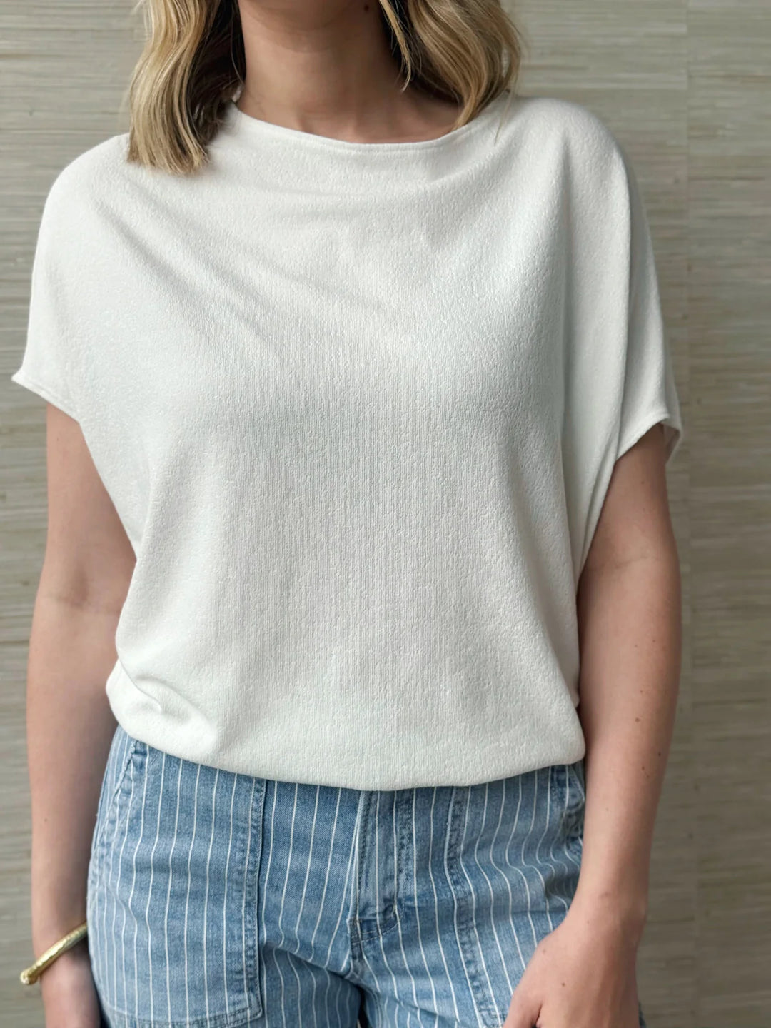 Jolie Boat Neck Dolman Tee (Ivory)