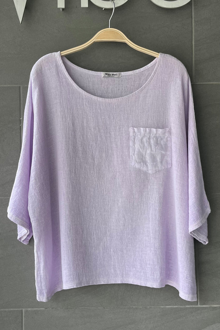Meo Linen Boxy Pocket Tee (Lavender)