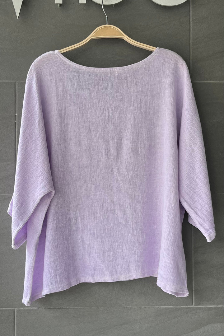 Meo Linen Boxy Pocket Tee (Lavender)