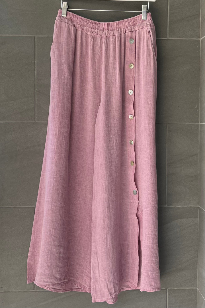 Meo Linen Milena Button Pants (Dark Pink)