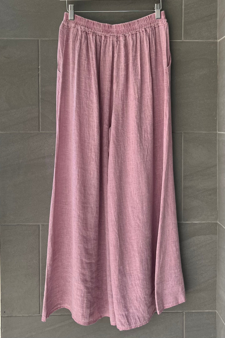 Meo Linen Milena Button Pants (Dark Pink)