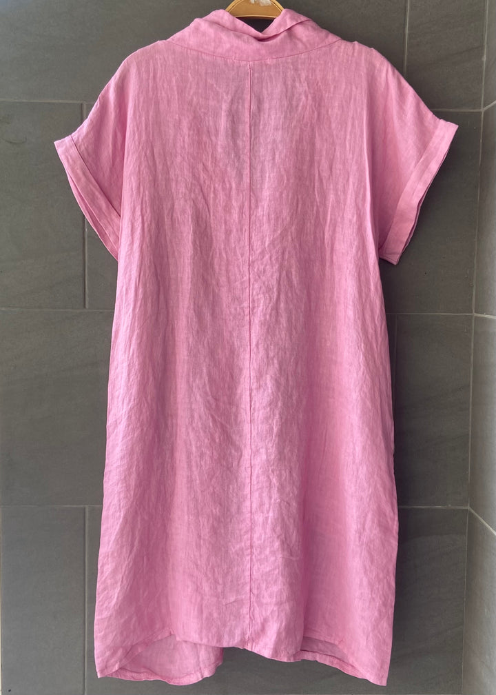 Meo Linen Pocket Dress (Bubble Pink)
