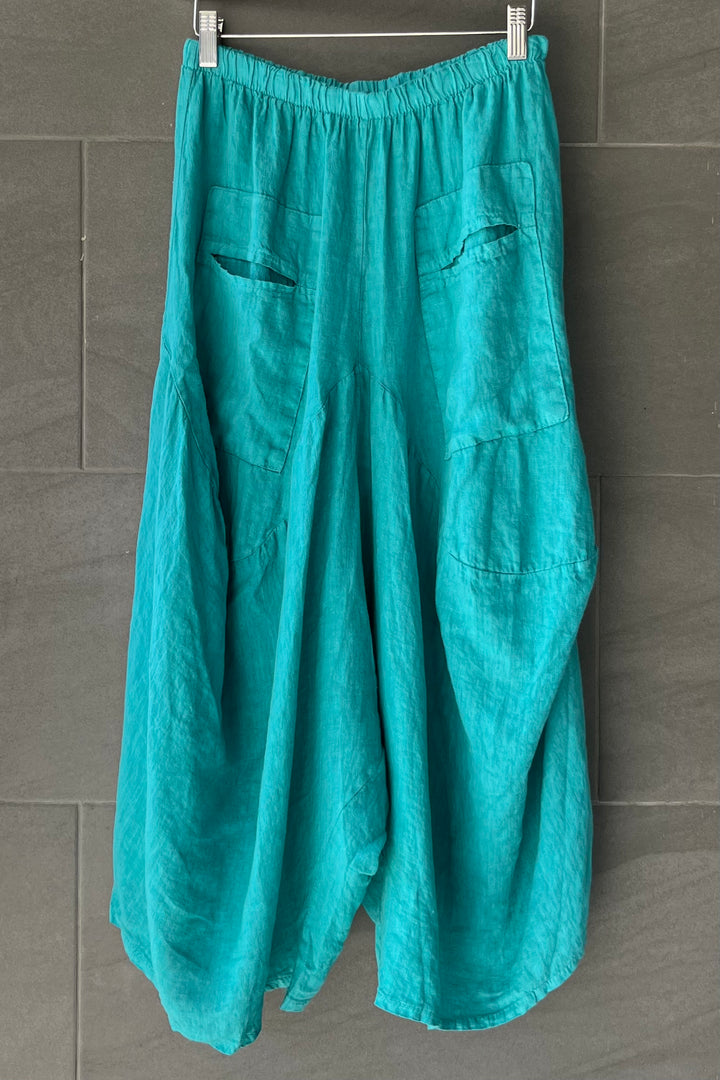 Meo Linen Crop Harem Pants (Jade)