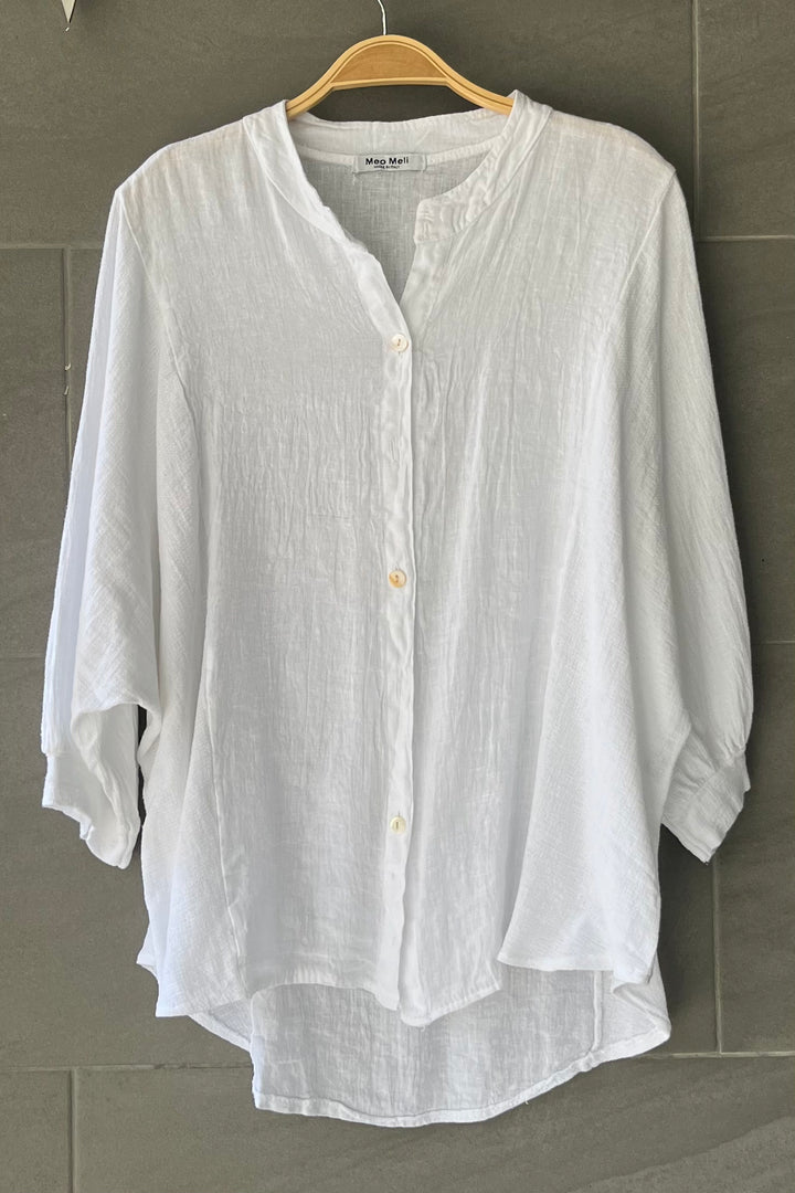 Meo Linen Ravenna Button Down Shirt (White)