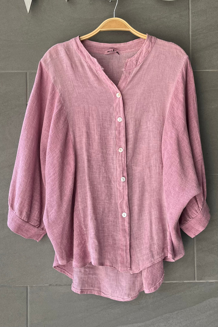 Meo Linen Ravenna Button Down Shirt (Dark Pink)