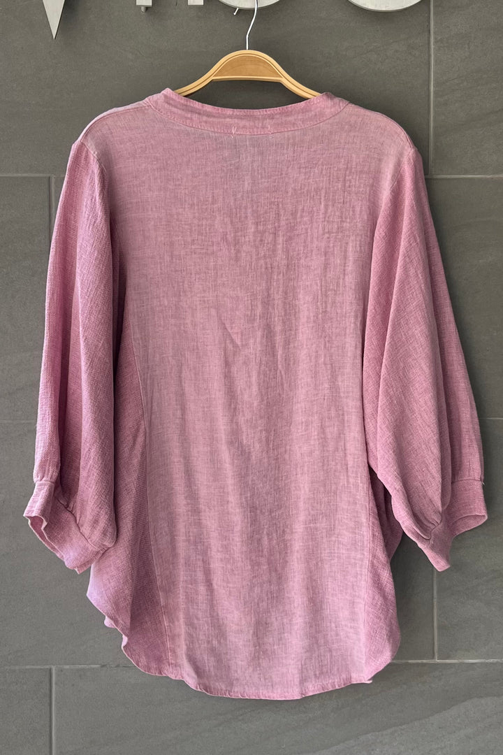 Meo Linen Ravenna Button Down Shirt (Dark Pink)
