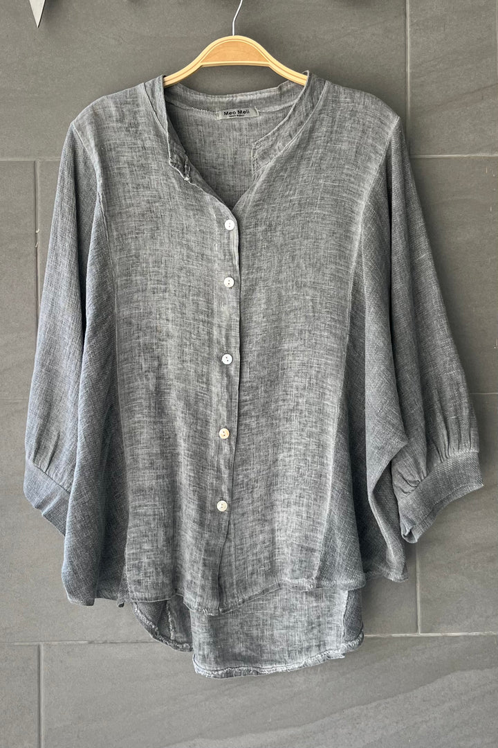 Meo Linen Ravenna Button Down Shirt (Charcoal)