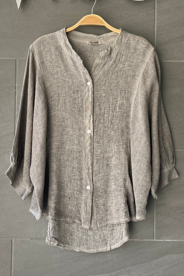 Meo Linen Ravenna Button Down Shirt (Taupe)