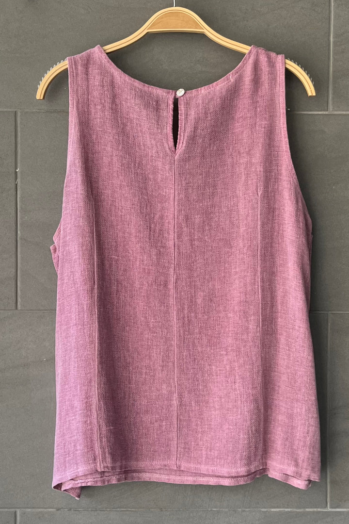 Meo Linen Emilia Button Tank (Dark Pink)