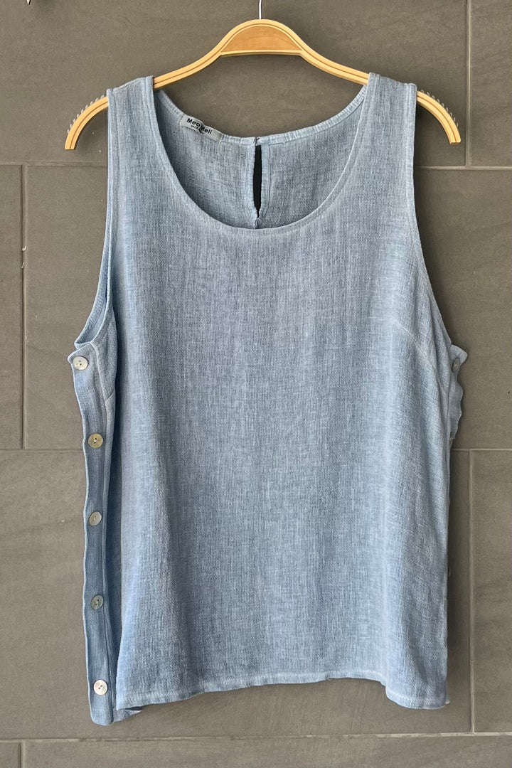 Meo Linen Emilia Button Tank (Denim)