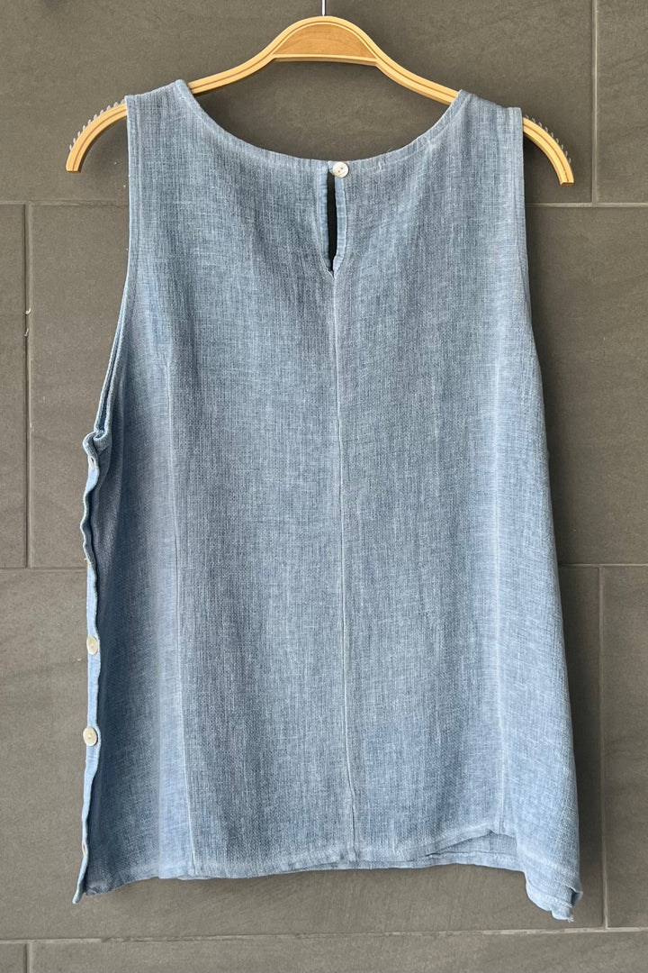 Meo Linen Emilia Button Tank (Denim)