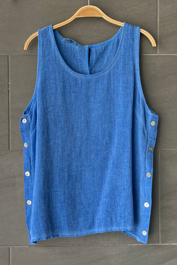 Meo Linen Emilia Button Tank (Royal)
