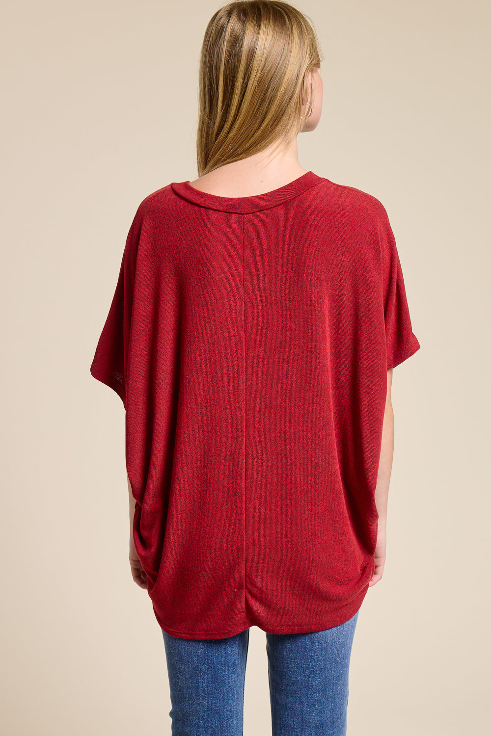 Jolie Slouchy Dolman Tee (Wine)
