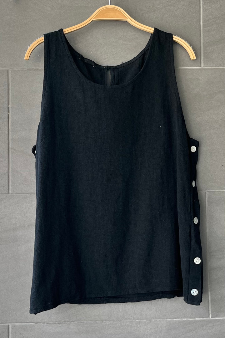 Meo Linen Emilia Button Tank (Black)