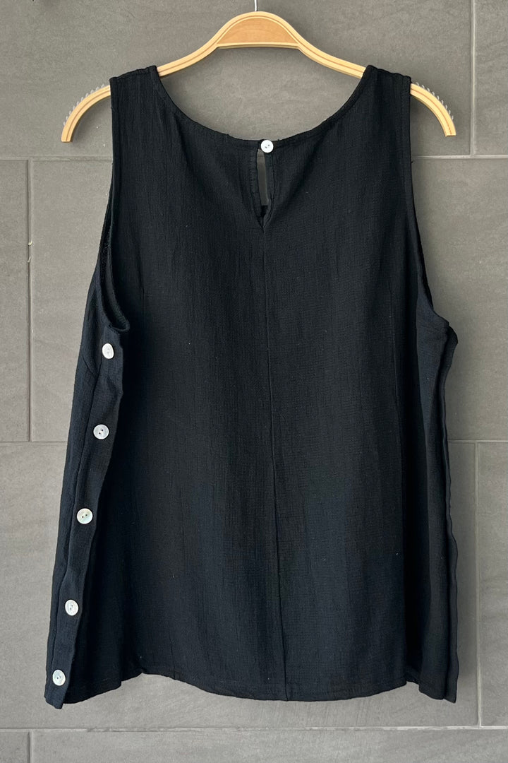 Meo Linen Emilia Button Tank (Black)