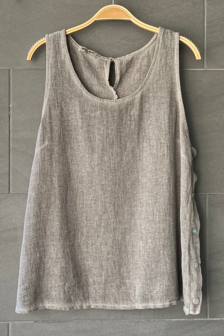Meo Linen Emilia Button Tank (Taupe)