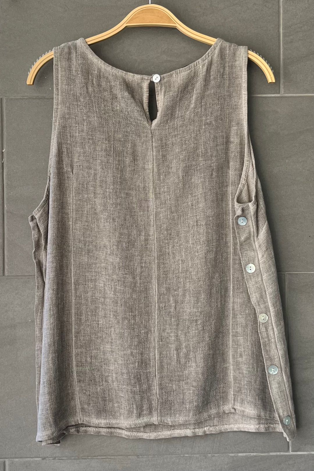 Meo Linen Emilia Button Tank (Taupe)