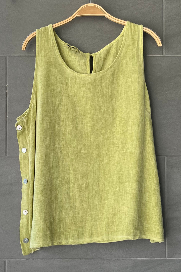 Meo Linen Emilia Button Tank (Lime)