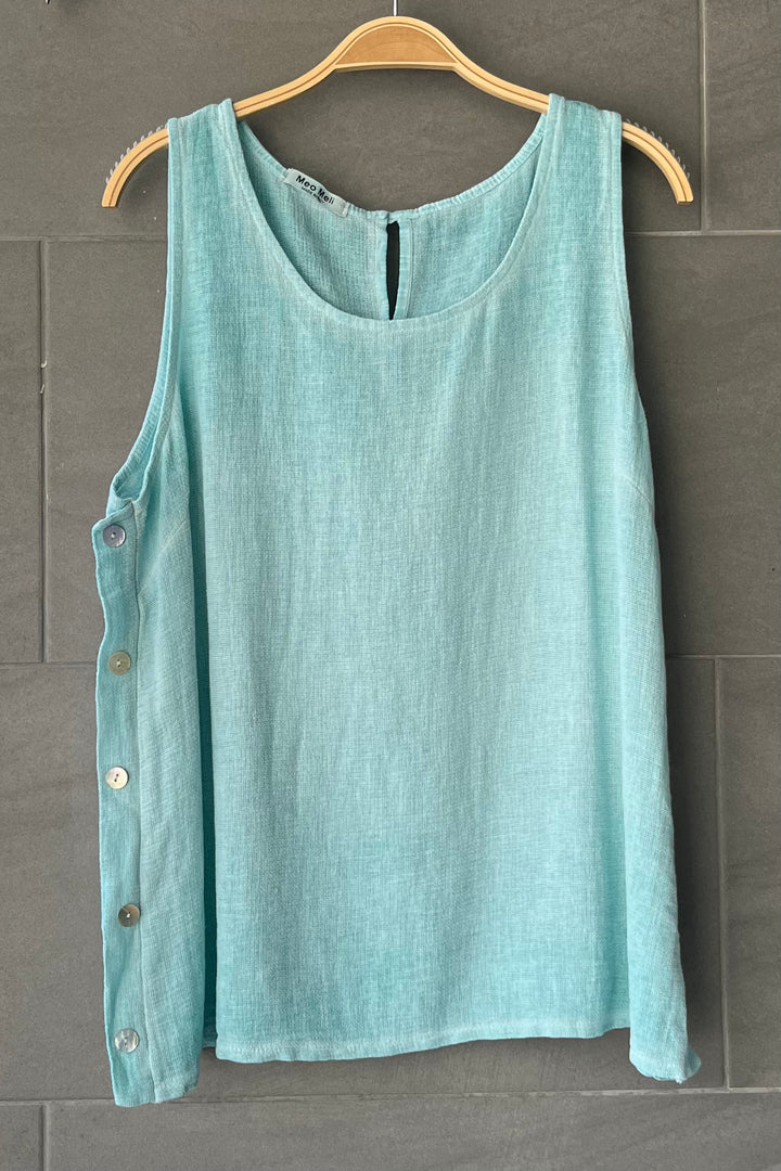Meo Linen Emilia Button Tank (Jade)