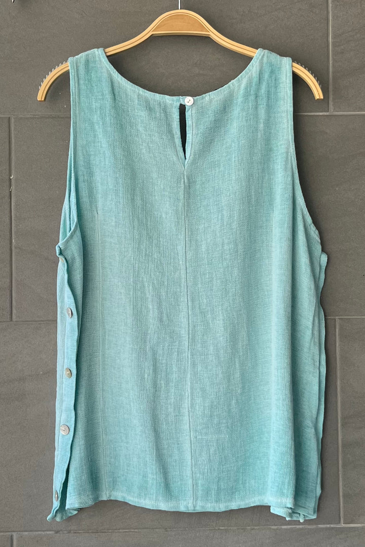Meo Linen Emilia Button Tank (Jade)
