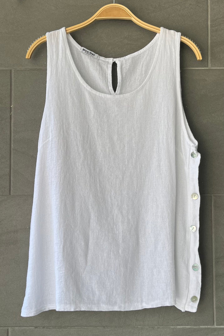 Meo Linen Emilia Button Tank (White)