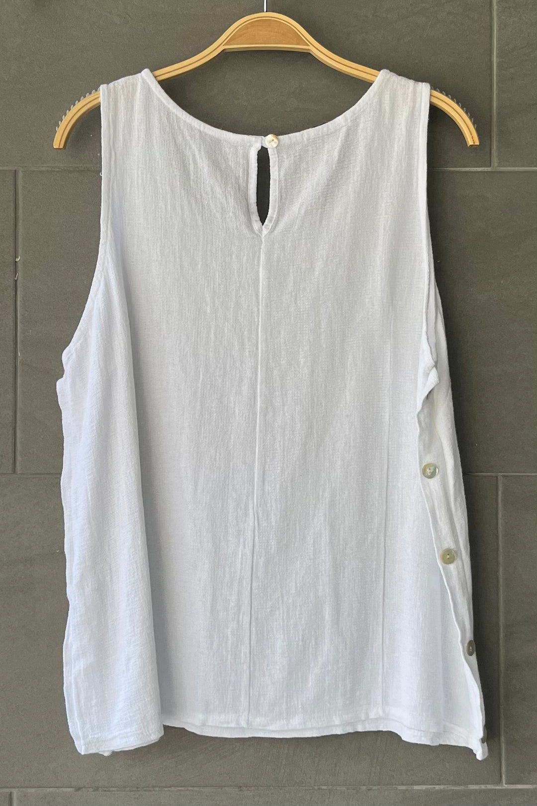 Meo Linen Emilia Button Tank (White)