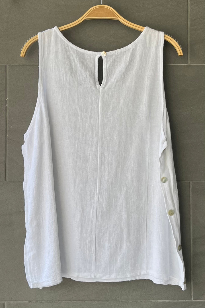 Meo Linen Emilia Button Tank (White)
