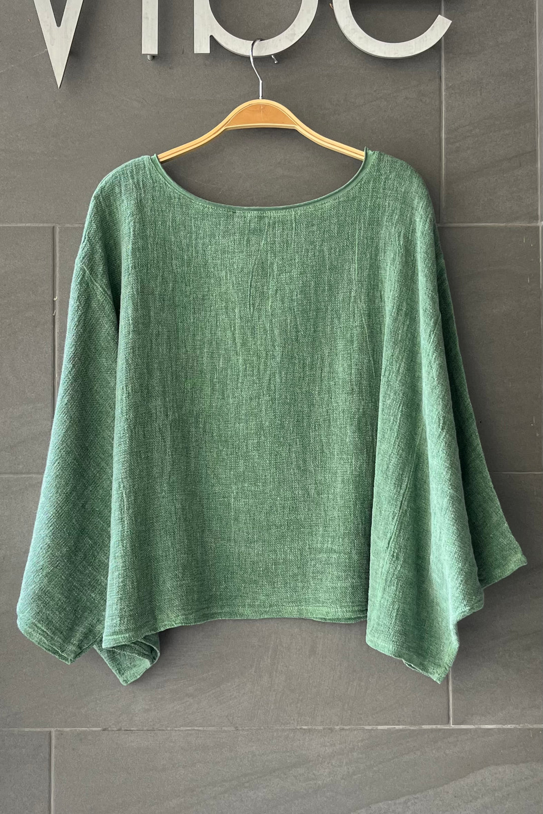 Meo Linen Boxy Dolman Tee (Forest Green)