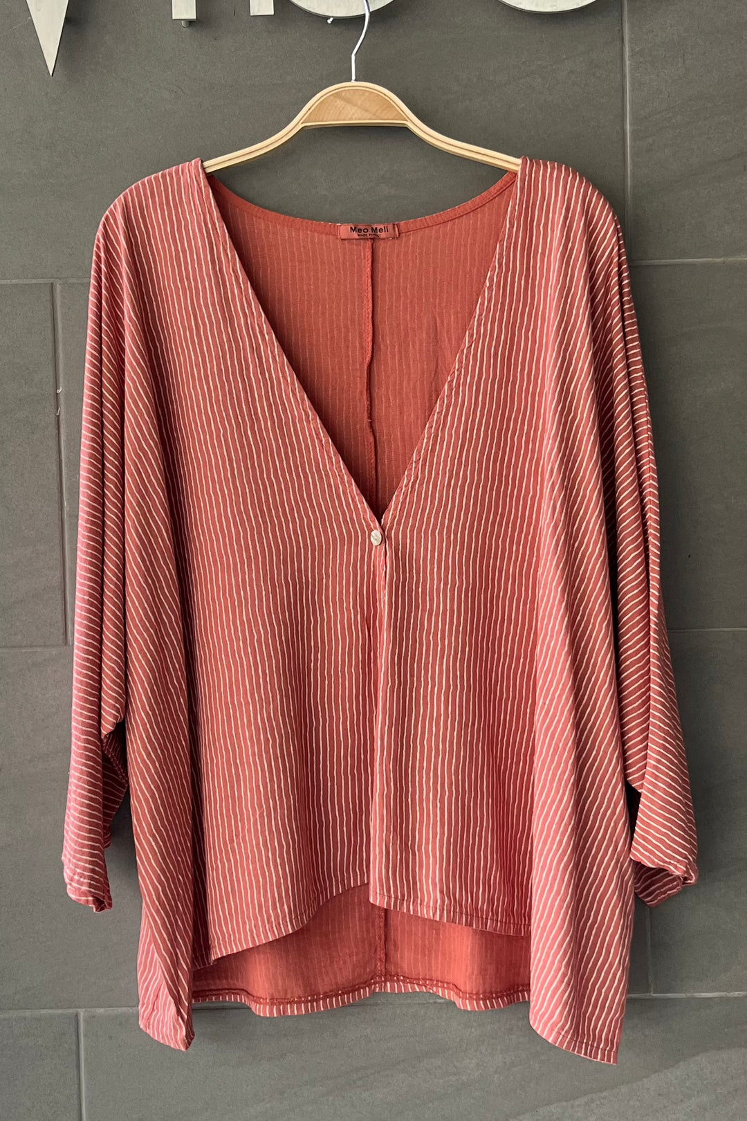 Meo Linen Vittoria Top (Striped Chili)