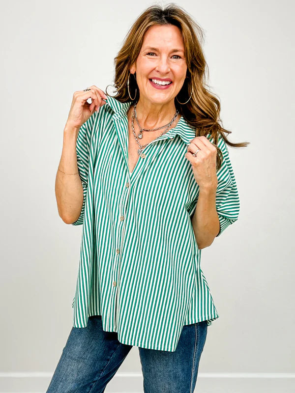 Zen Sunny Days Button Down Shirt (Kelly Green)