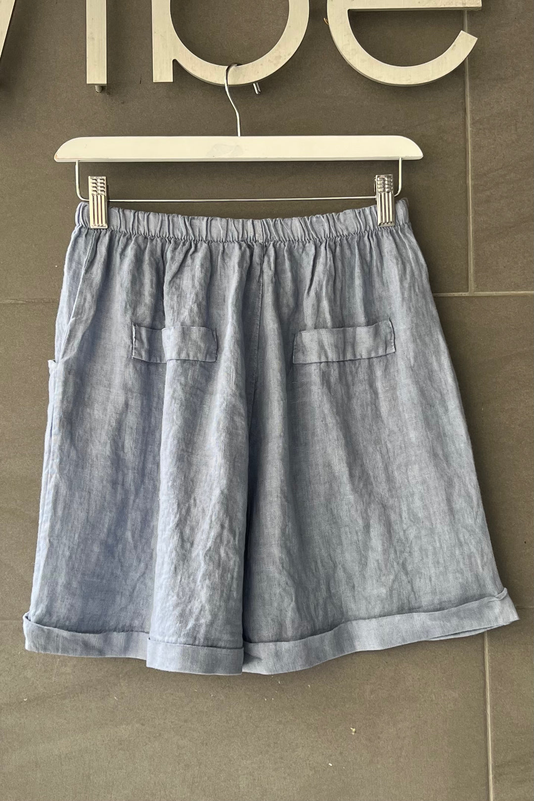 Meo Linen High Rise Shorts (Denim)