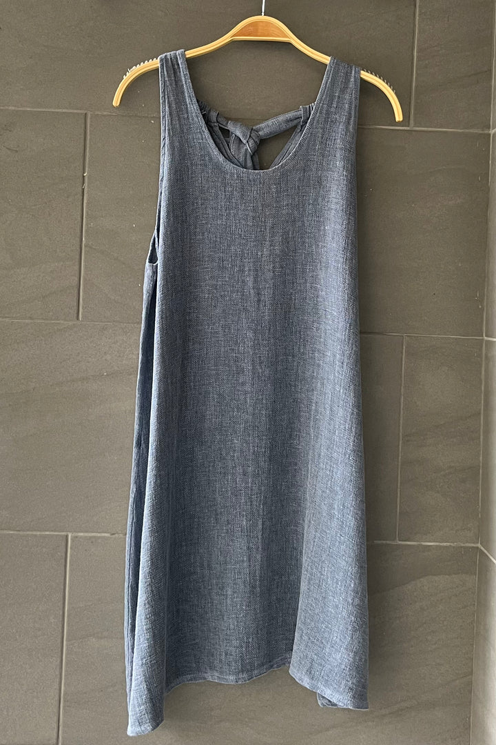 Meo Linen Tank Dress (Navy)