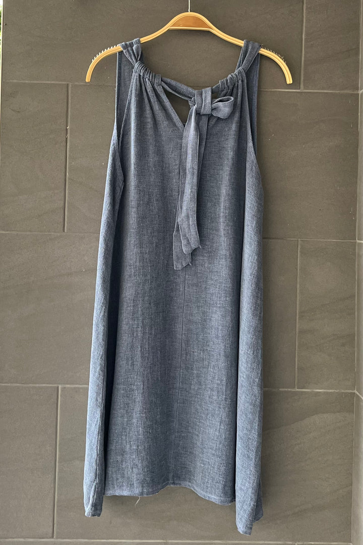 Meo Linen Tank Dress (Navy)
