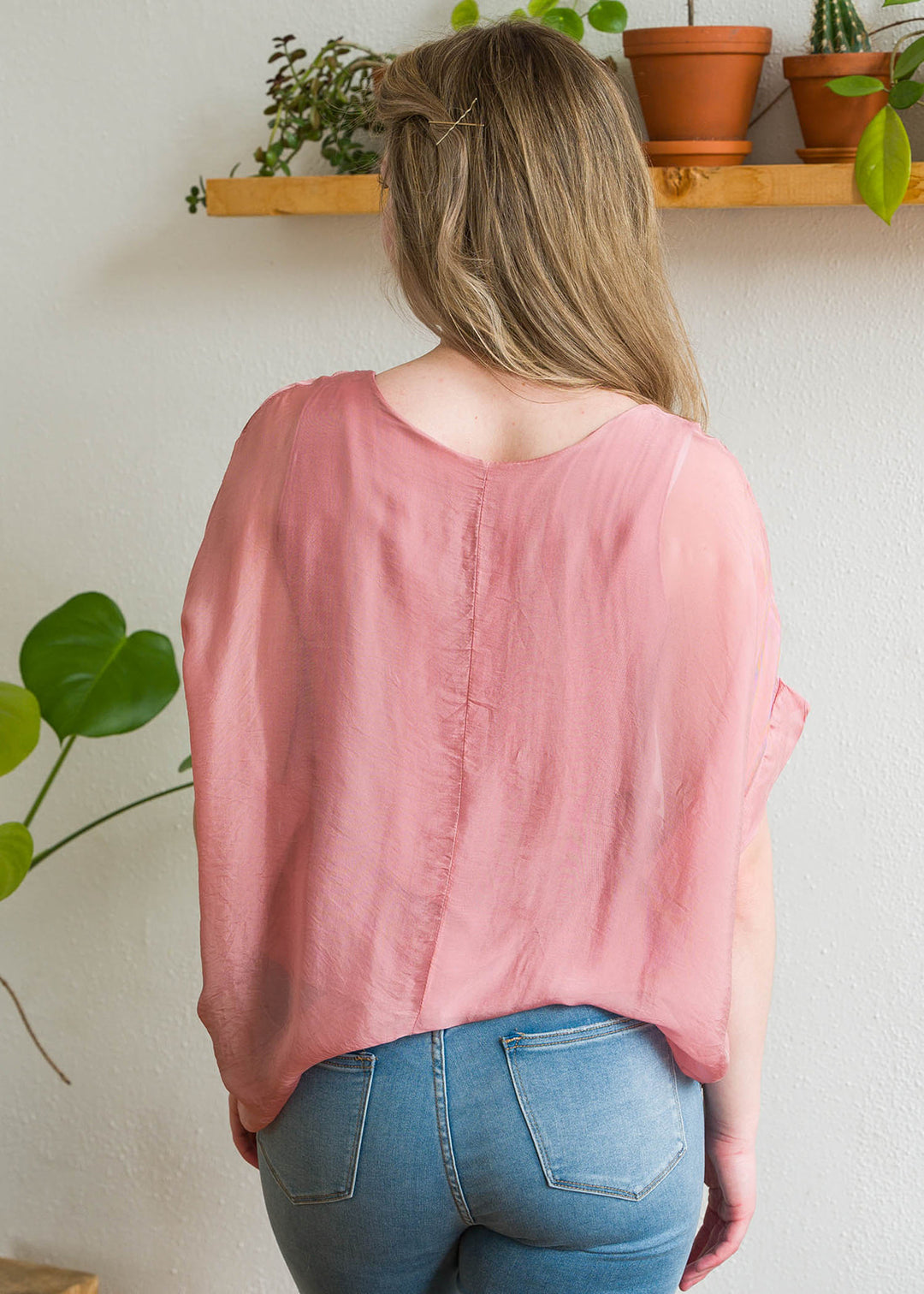 Natalie Silk Tee (Dusty Pink)