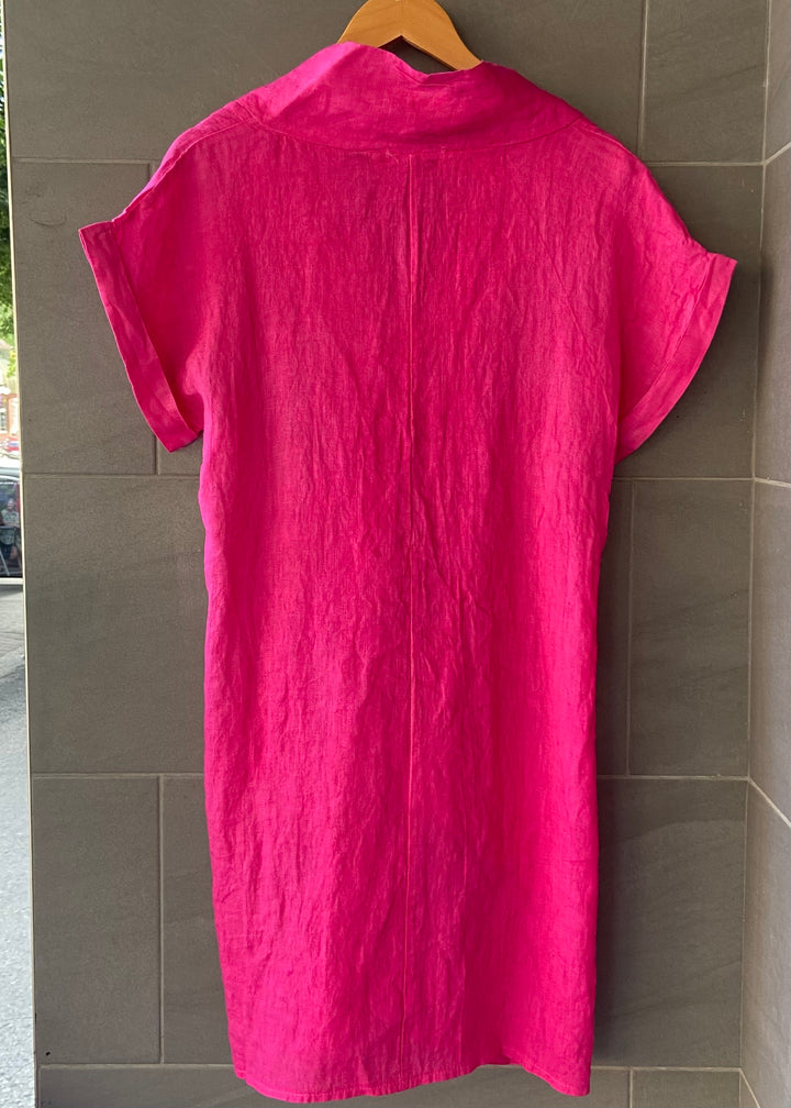 Meo Linen Pocket Dress (Fuchsia)