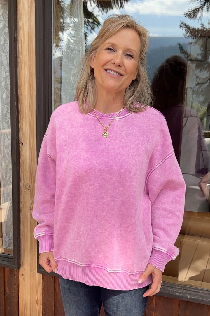 Zen Oversized Fleece Sweatshirt (Mauve)