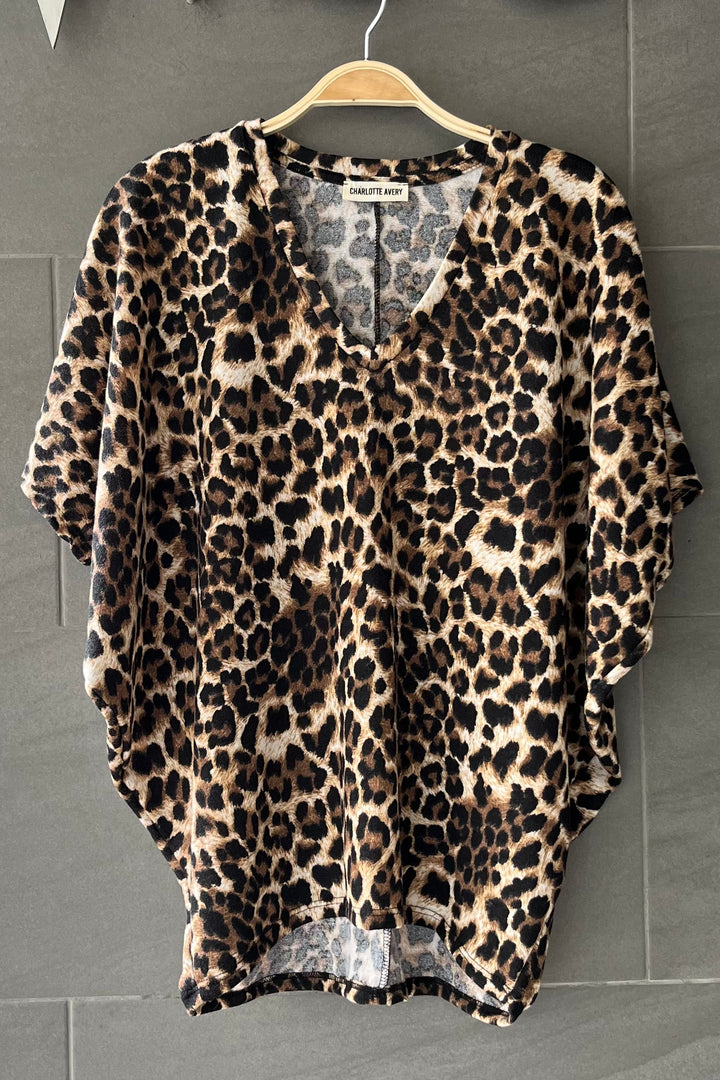 Jolie Slouchy Dolman Tee (Leopard)