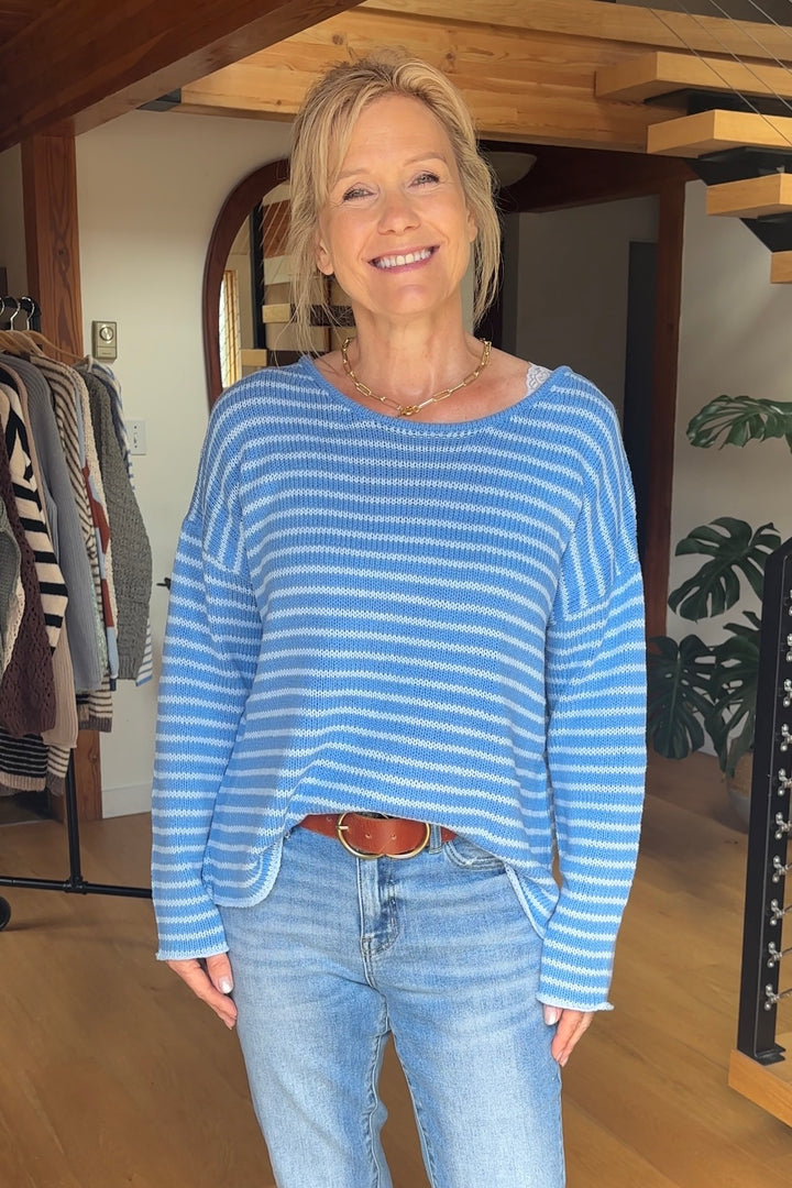 My Cozy Seraphina Striped Sweater (Blue/Grey)
