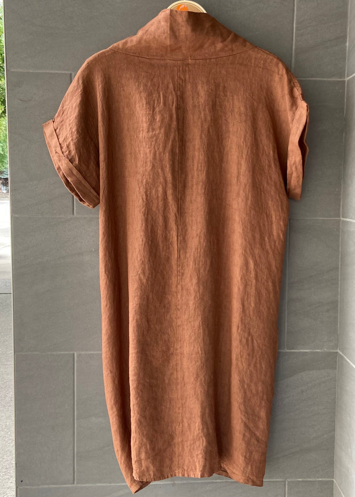 Meo Linen Pocket Dress (Cocoa)
