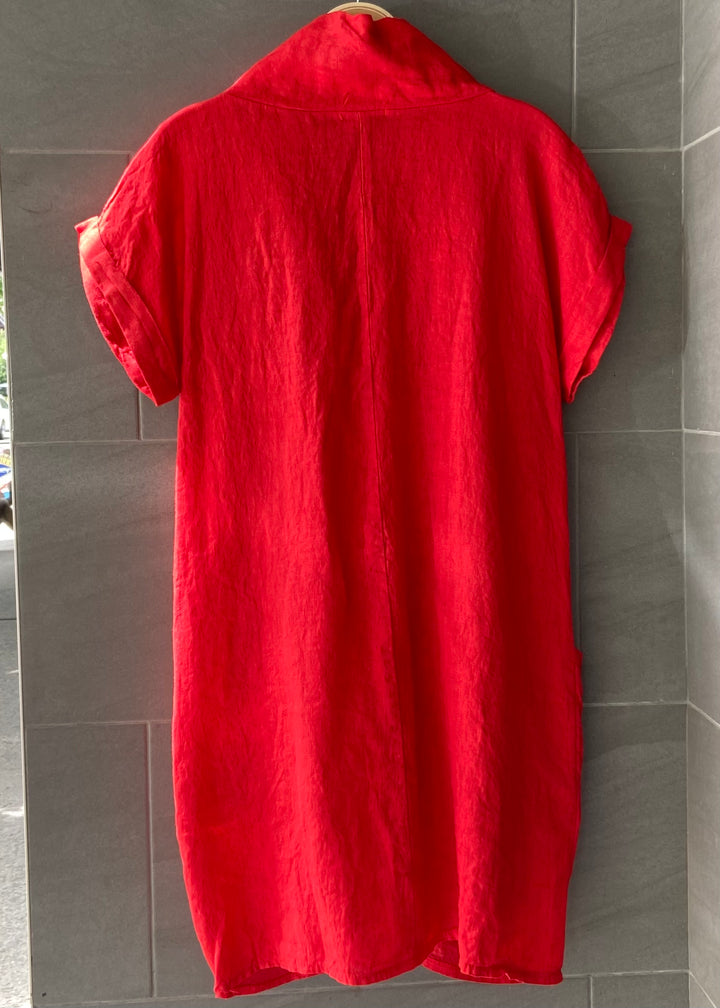 Meo Linen Pocket Dress (Scarlet Red)