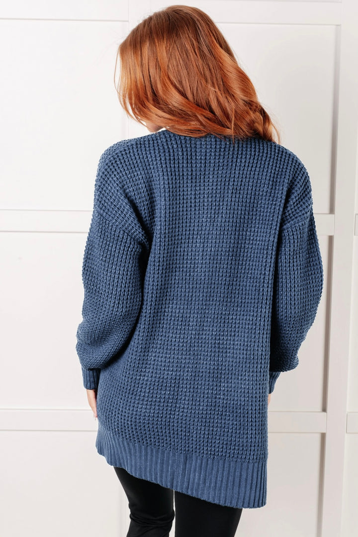 Zen Waffle Knit Cardigan (Dusty Blue)