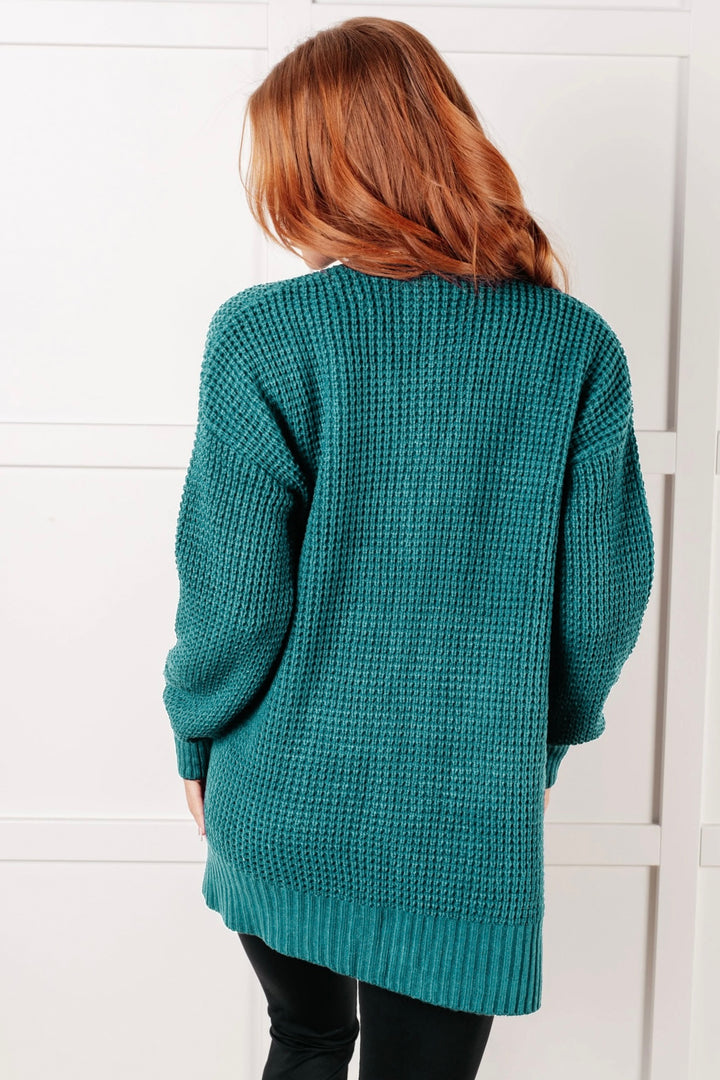 Zen Waffle Knit Cardigan (Teal)