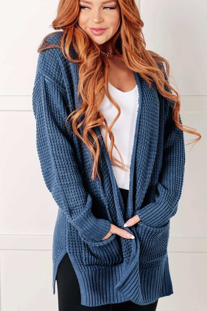 Zen Waffle Knit Cardigan (Dusty Blue)