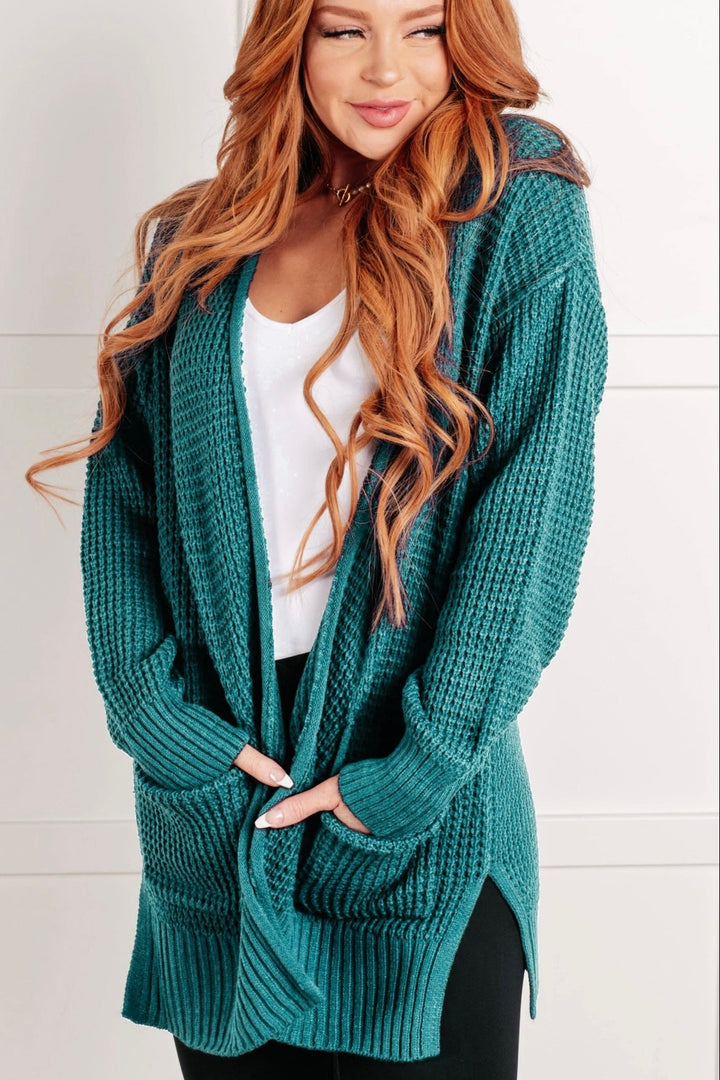 Zen Waffle Knit Cardigan (Teal)