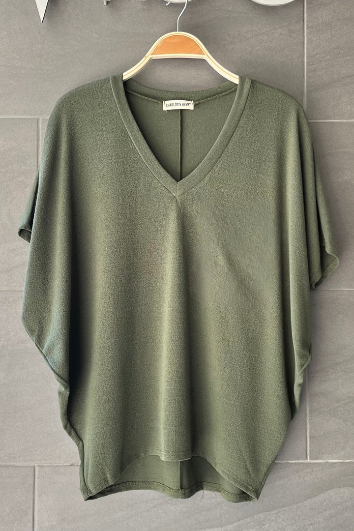 Jolie Slouchy Dolman Tee (Olive)